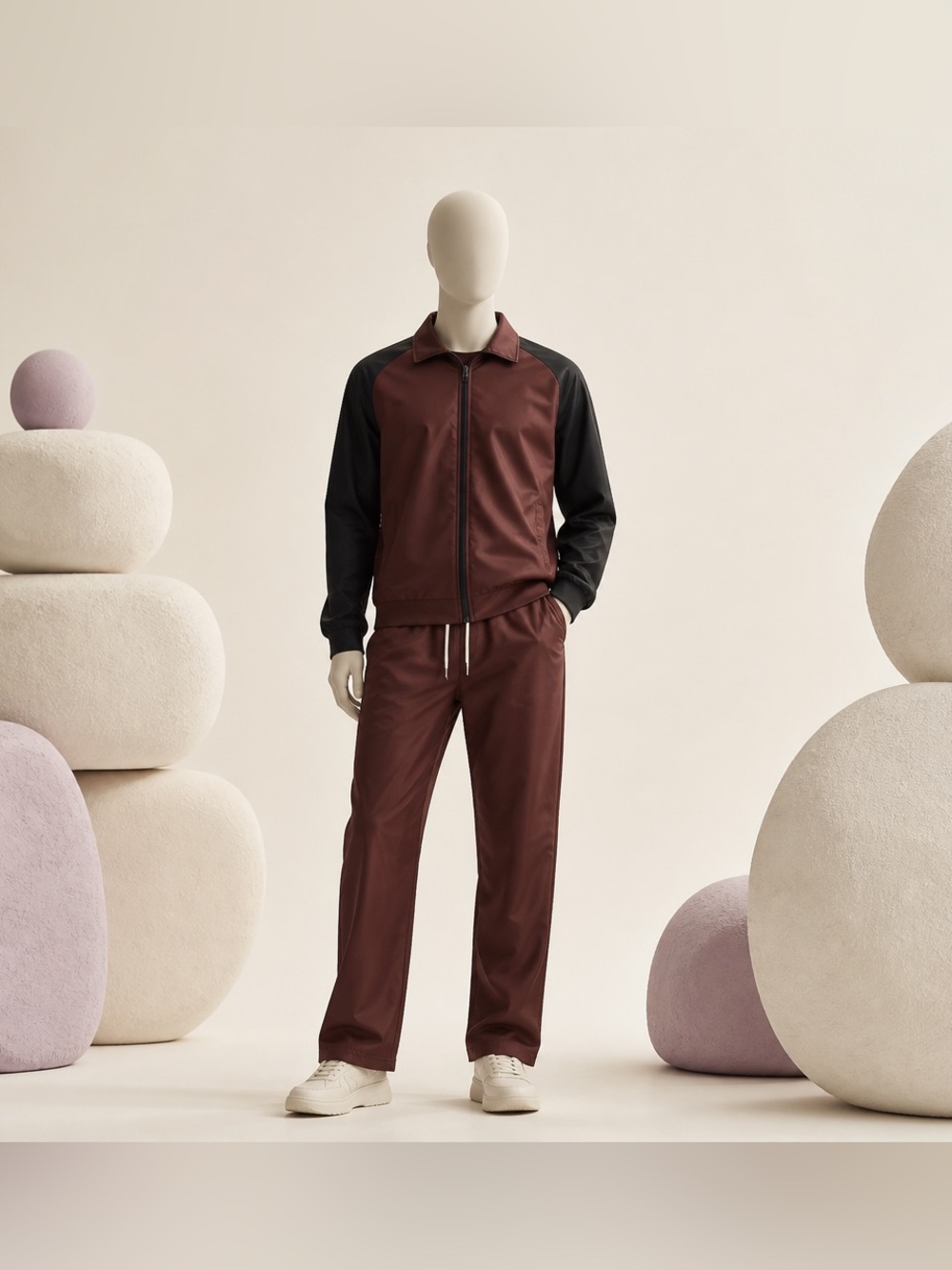 Men’s Two-Tone Tracksuit Full Zip Jacket and Pants Size M